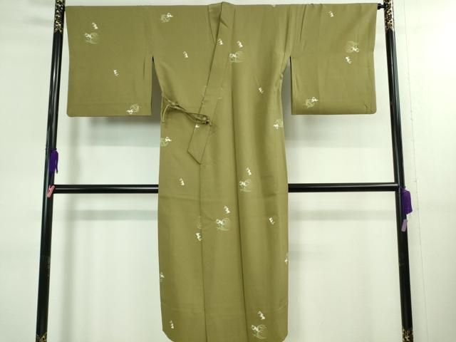 平和屋着物 上 道中着 単衣 ロング丈 兎 ウサギ 芒 青朽葉色地 DZAA9982kh5