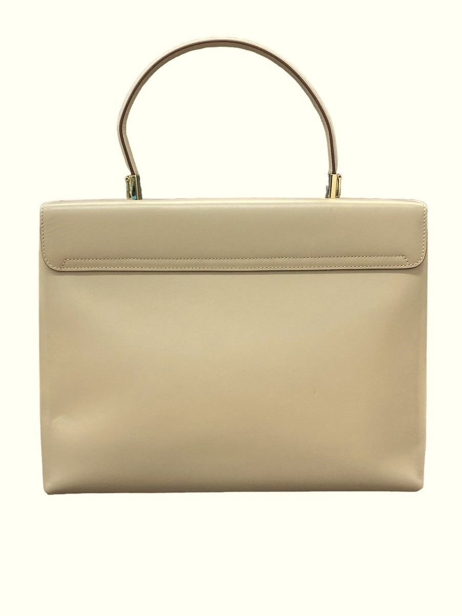 サルヴァトーレフェラガモ　ダブルガンチーニ　ハンドバッグ　パールベージュ Salvatore Ferragamo フェラガモ ガンチーニ レザー トップ
