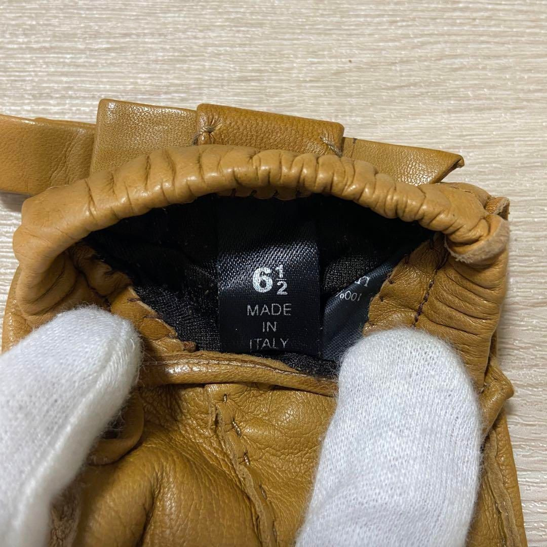 PRADA プラダ レザー グローブ 手袋 シープスキン ラムスキン キャメル