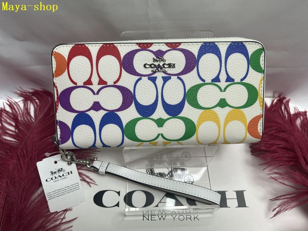 コーチ COACH 長財布 財布 シグネチャー ラウンドファスナー レインボー  プレゼント 父の日母の日贈り物 ギフト 財布 レディース ファッション 新品未使用 ブランド  A210 C4537 4G6QD