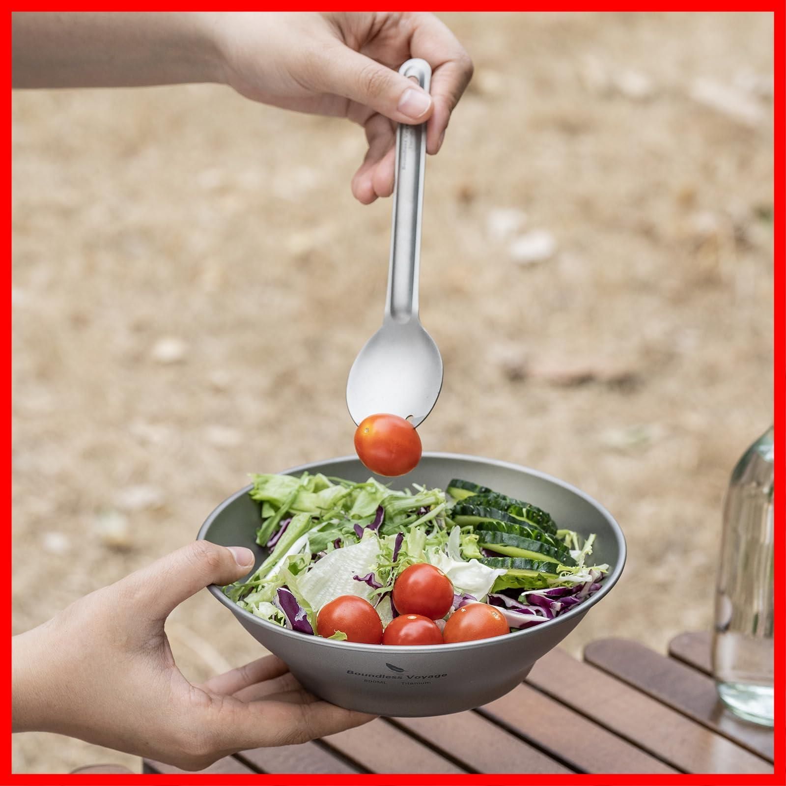 サラダボウル デザート 超軽量 錆びない チタン食器 割れない シングルレイヤ 皿 アウトドア 鉢 茶碗 キャンプ ボウル チタン 自宅 Voyage Boundless