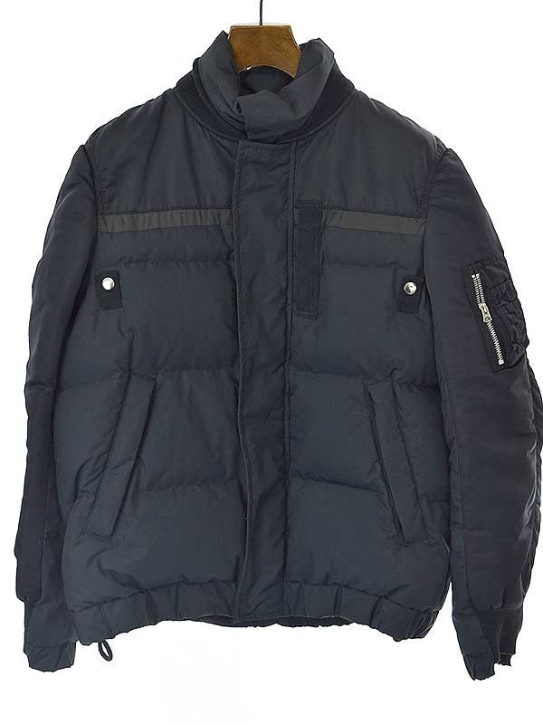 sacai サカイ 19AW ミックスツイルダウンジャケット ブラック 1