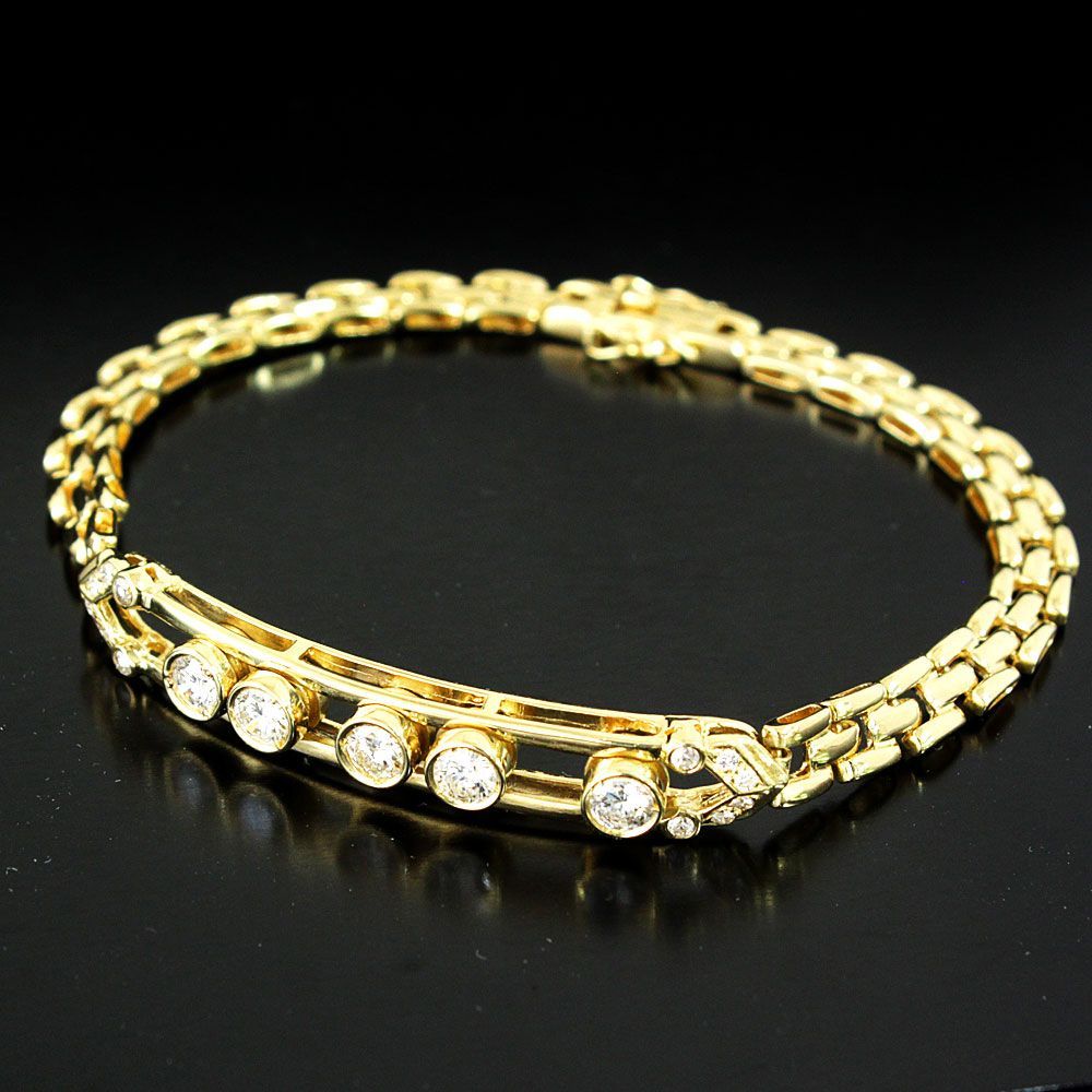 計1ct ダイヤモンドが動く K18 イエローゴールド ブレスレット 鑑別  