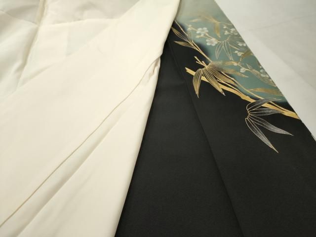 平和屋着物□豪華黒留袖 御所車人物風景吉祥花松文 暈し染め