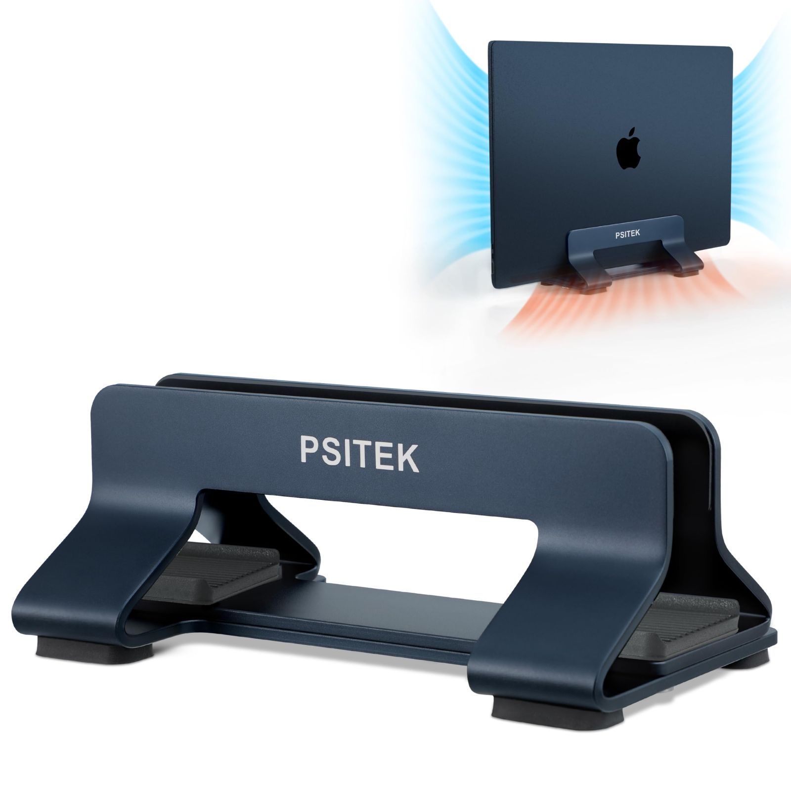 【特価商品】Psitek アルミニウム縦型ノートパソコンスタンドホルダー、省スペース 垂直ストレージ すべてのMacBookとノートパソコン用、調整可能なスロット幅 (10-42mm) バージョン 2023