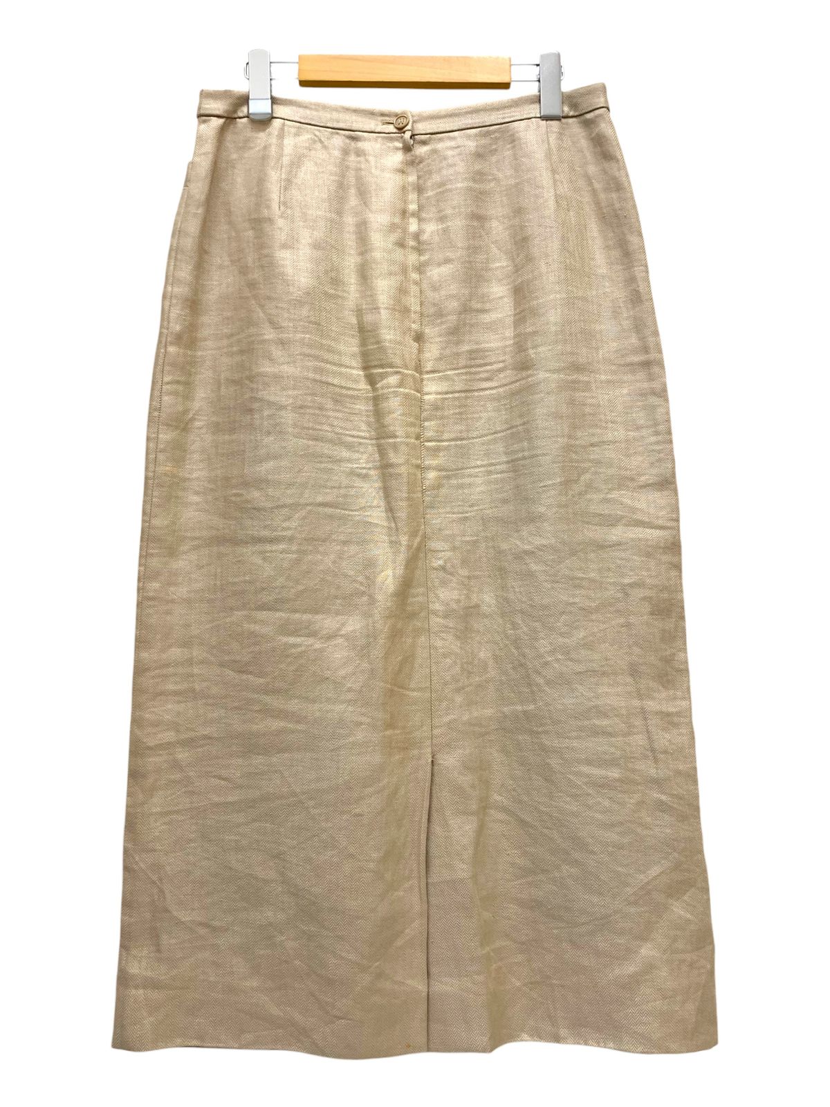HERMES エルメス マルジェラ期 リネン ロングスカート Hボタン ビンテージ 42 ベージュ レディース 036