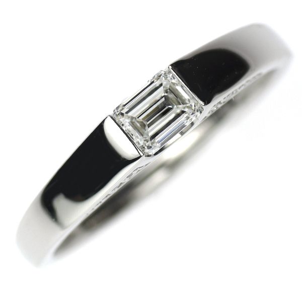 GSTV Pt950 エメラルドカット ダイヤモンド リング 0.35ct D IF D0  