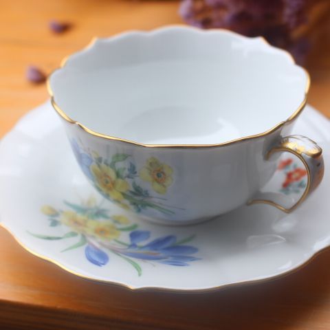 マイセン Meissen ベーシックフラワー 2つ花 カップ ソーサー 1級品 極