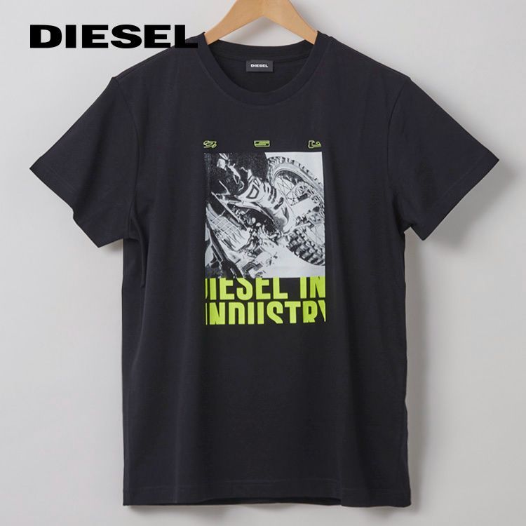ディーゼル DIESEL Tシャツ メンズ ブラック S~XL ロゴ フォトプリント クルーネック T-DIEGO-IND