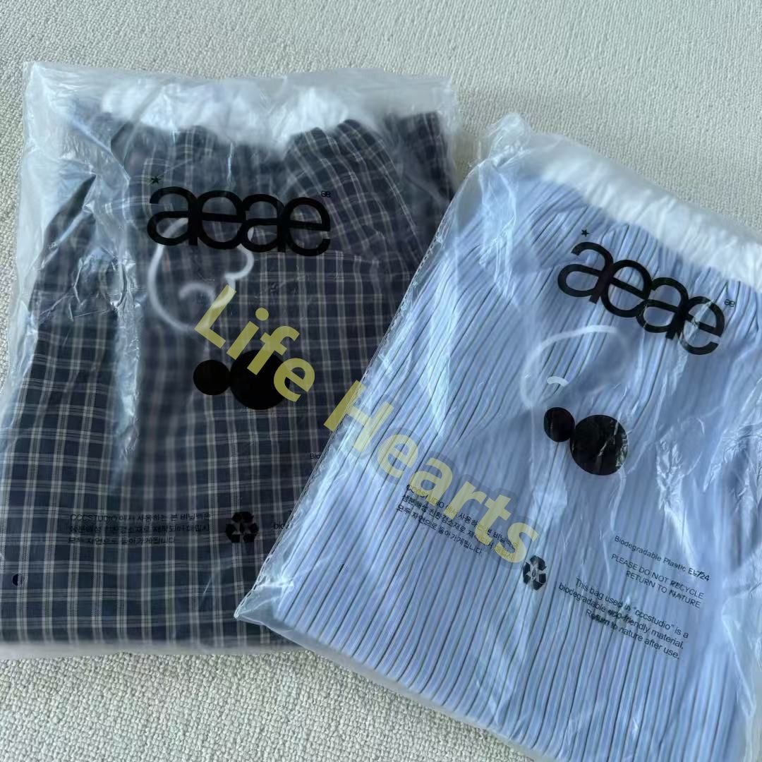 AEAE ストライプ柄ワイドパンツ 羽