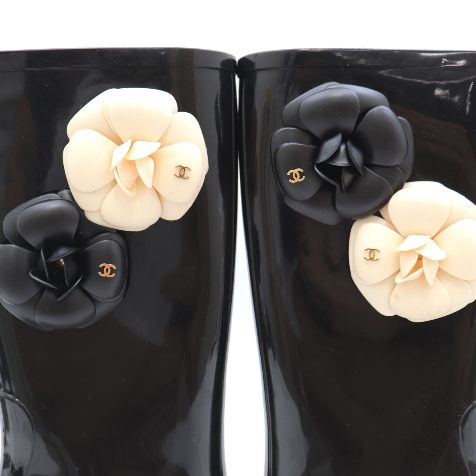 CHANEL シャネル カメリアレインブーツ 36 CHANEL シャネル 長靴 ココカメリア レインブーツ 36 CHANEL
