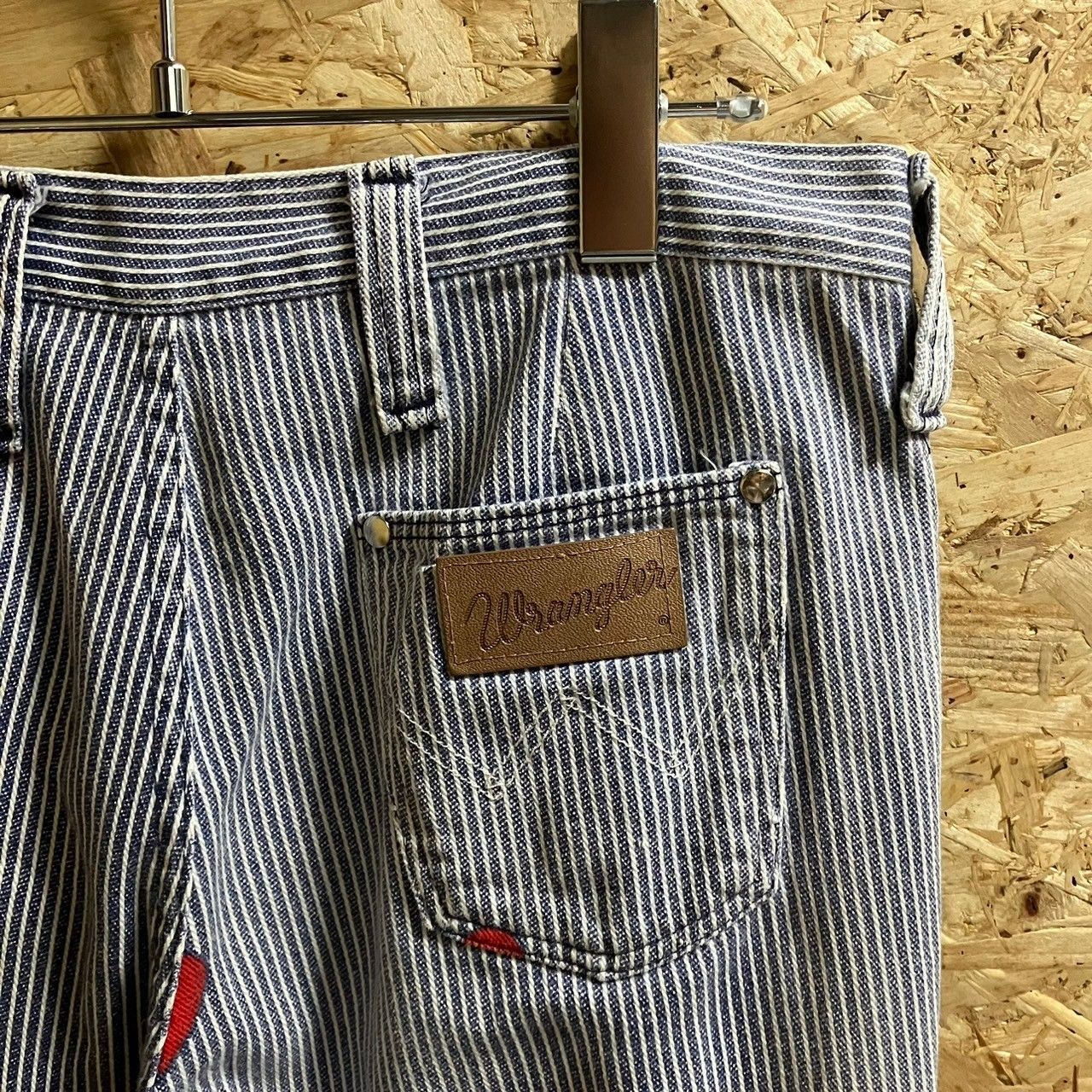 ヴィンテージ　70s ハートストライプ　フレアパンツ　ラングラー 70s USA製】Wrangler フレアパンツ ストライプ ハート柄 ブルー