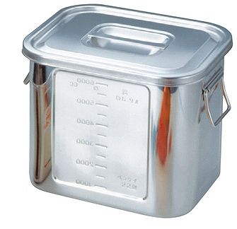 本間冬治工業 BK 18-8 角型キッチンポット 36型 目盛付 手付 0039900