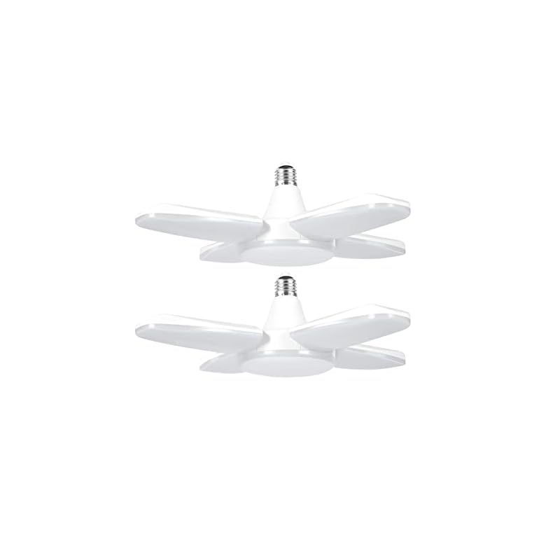 Jornarshar ガレージライト LED ペンダントライト 屋内 80W 6000lm LED電球 6500K 天井照明 取付簡単 工事不要 角度調節 車庫 倉庫 納戸 作業灯 昼白色 2個 1