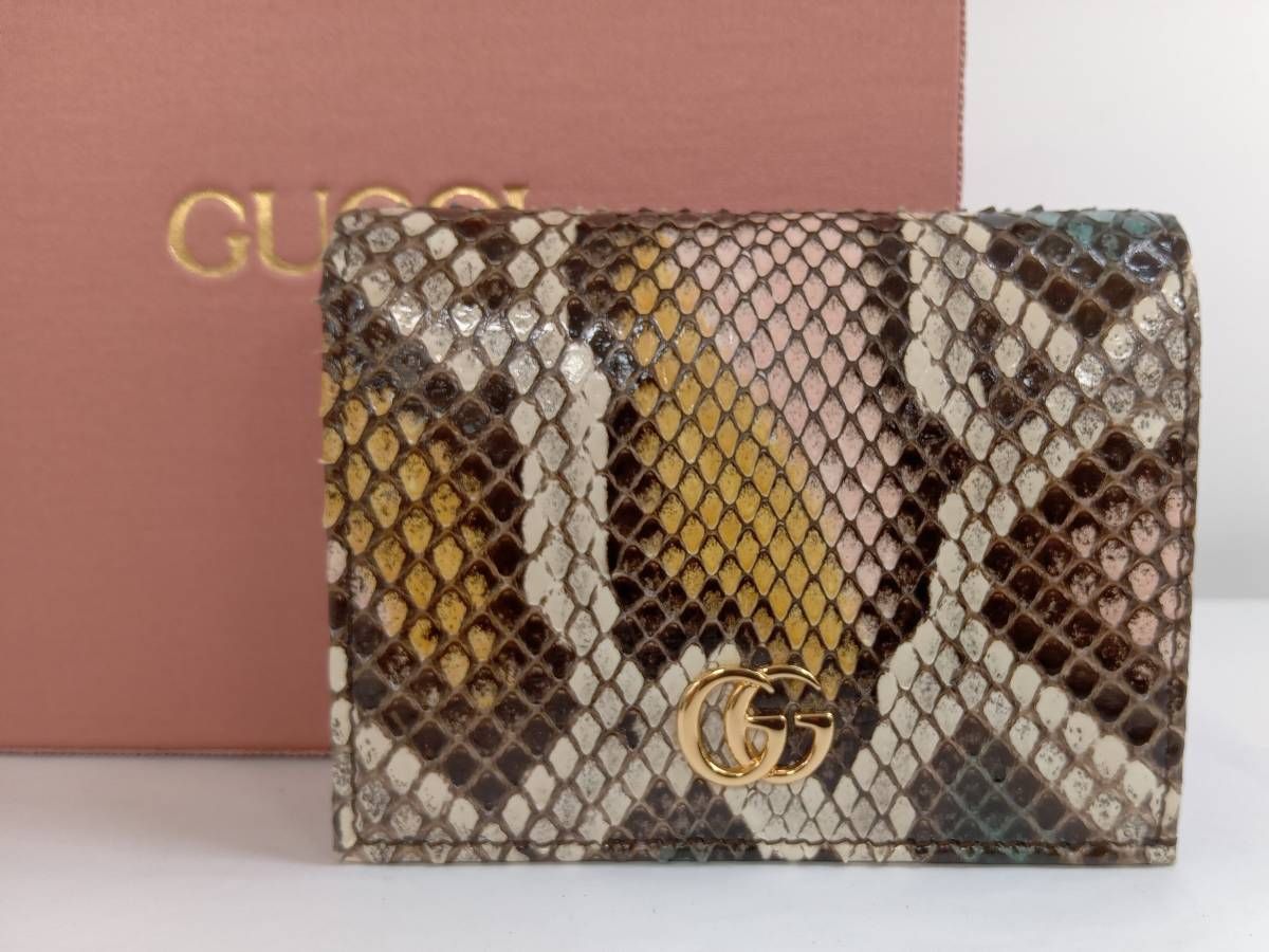 GUCCI グッチ GGマーモント パイソン コンパクトウォレット マルチ 