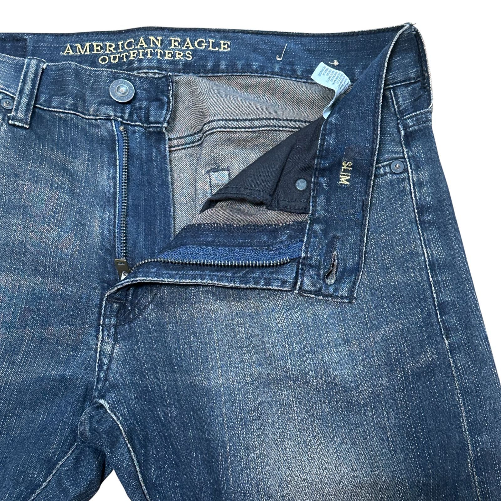 AMERICAN EAGLE SLIM ストレッチ スリムテーパードデニム ネイビー 