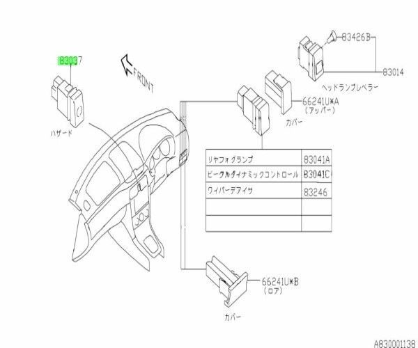 スバル 純正 フォレスター ハザードスイッチ 赤 SUBARU Forester STI Red Hazard Switch Butt 未使用 Genuine メーカー純正品 JDM OEM