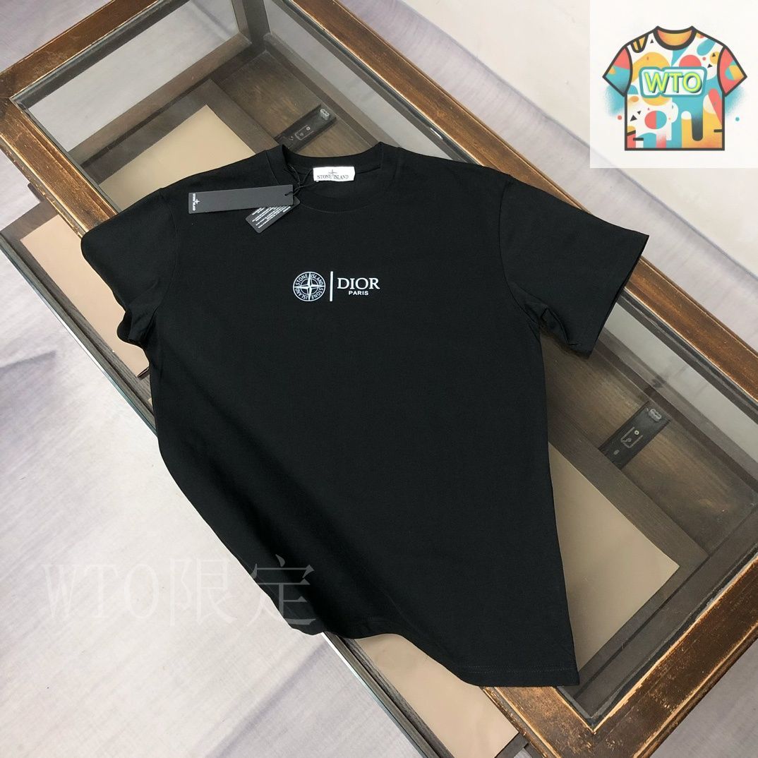 （New/残りわずか）DIOR x STONE  コラボ Tシャツ 今日特価】Dior x Stone Island 25SS Summer Dual-Cotton Tee-1