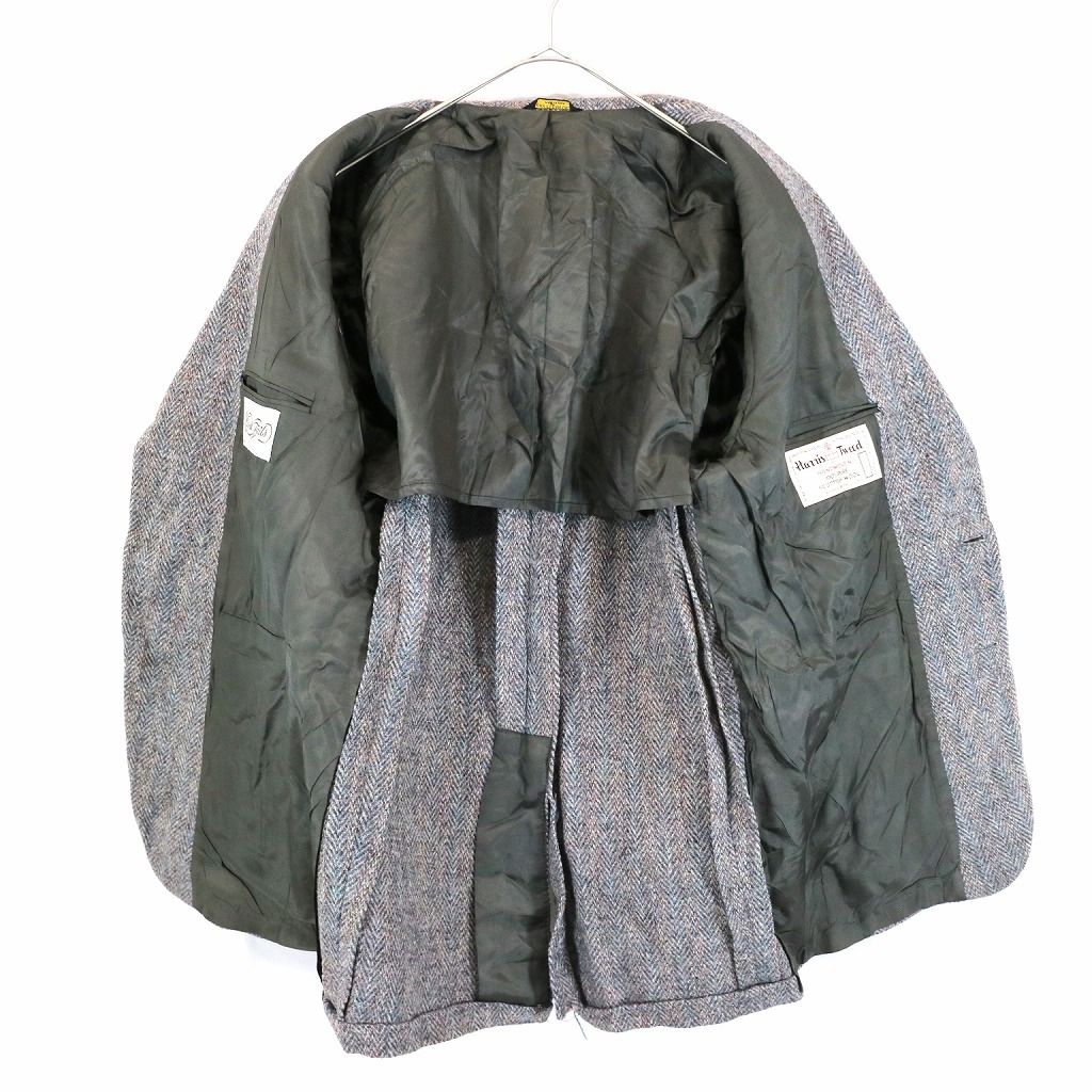 約50cm袖丈90年代 USA製 Harris Tweed ハリスツイード テーラードジャケット フォーマル ヘリンボーン グレー (メンズ Mサイズ相当)   N9266