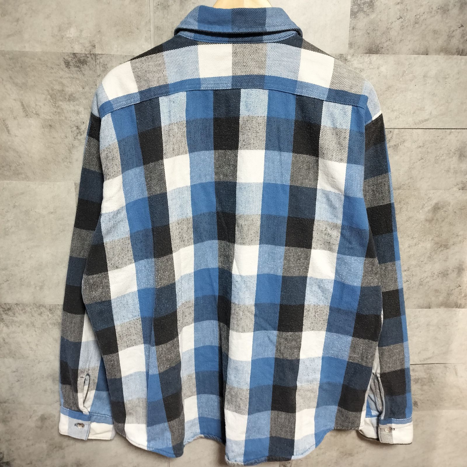 80's Five Brother ヘビネル ブルー×グレー ブロックチェック 古着 80s USA製 FIVE BROTHER ブルー × グレー ブロック チェック