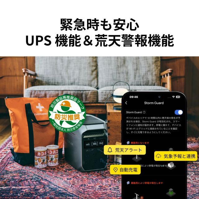 ECOFLOW ポータブル電源 DELTA3P 大容量 1024Wh 急速充電 最短56分 家庭用蓄電池 ソーラーパネル対応 防災 停電対策 車中泊 アウトドア 長寿命 LFPバッテリー 1500W出力 X-Boost2000W UPS機能付き USTAUSTRALIA_COM_AU