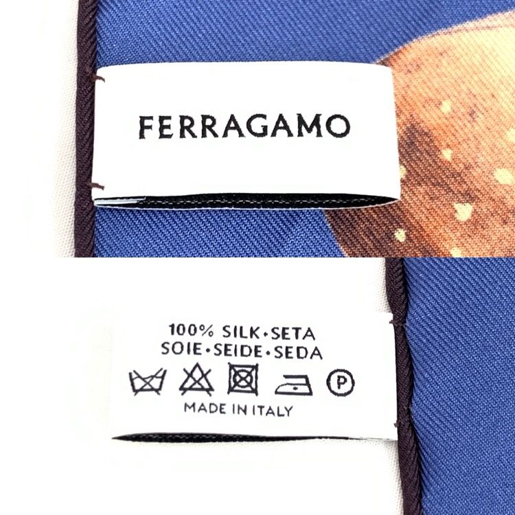 FERRAGAMO フェラガモ スカーフ 新ロゴ フィグ いちじく ブルー
