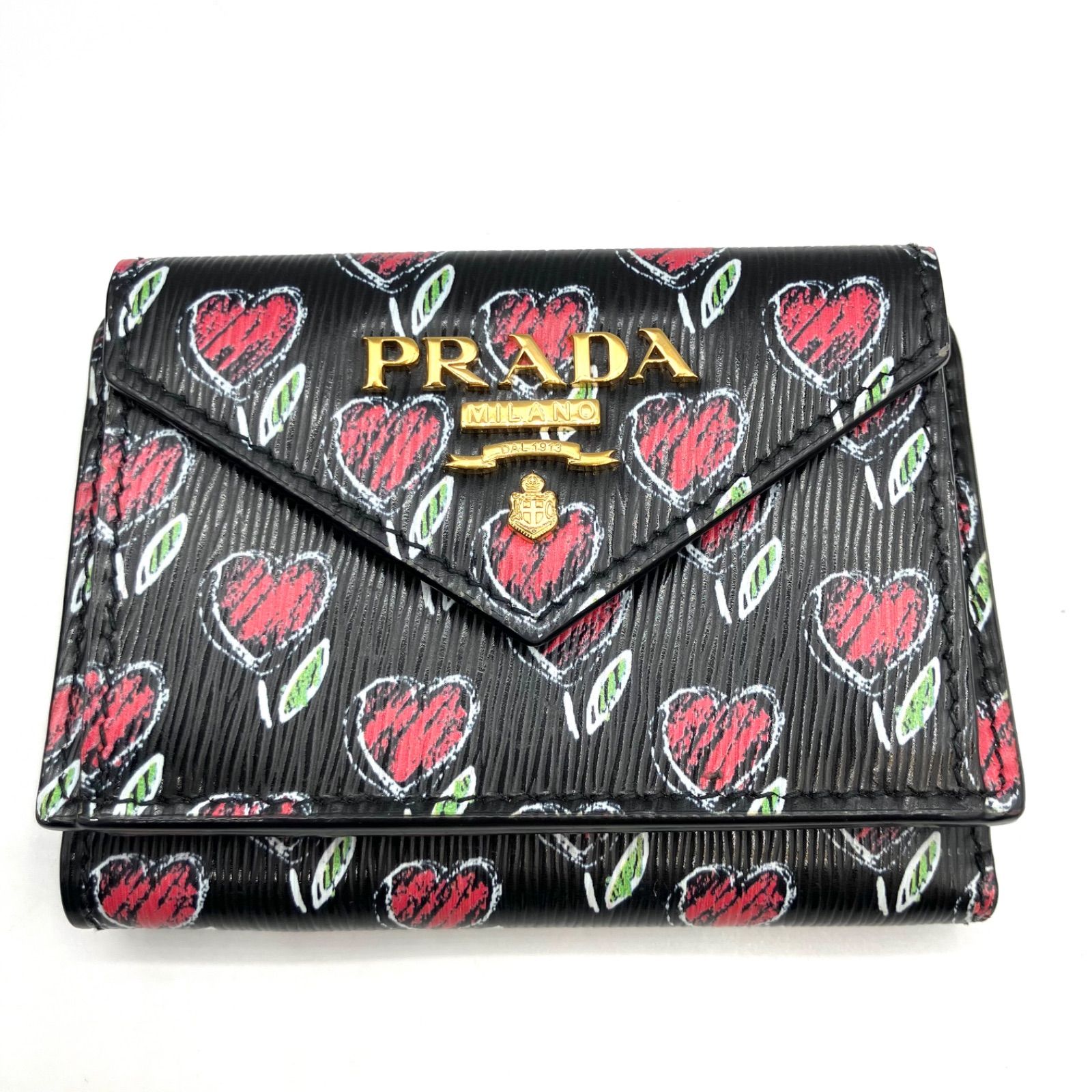 PRADA プラダ 三つ折り財布 ミニ財布 ハート レザー 【公式通販】