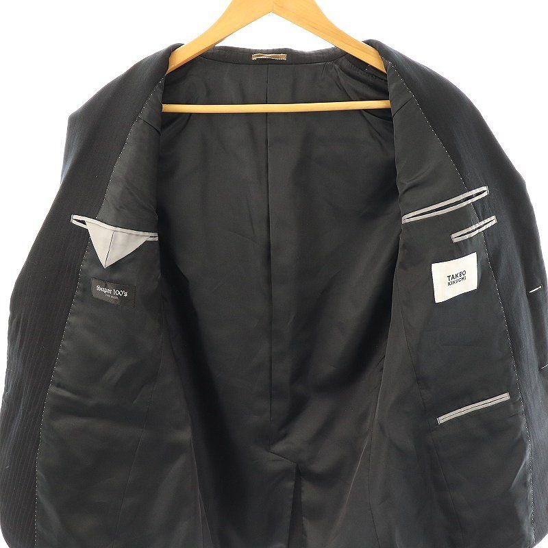 ☆美品☆タケオキクチ スリーピース サイズ3（Lサイズ相当）黒色 ストライプ タケオキクチ TAKEO KIKUCHI テーラードジャケット シャドー