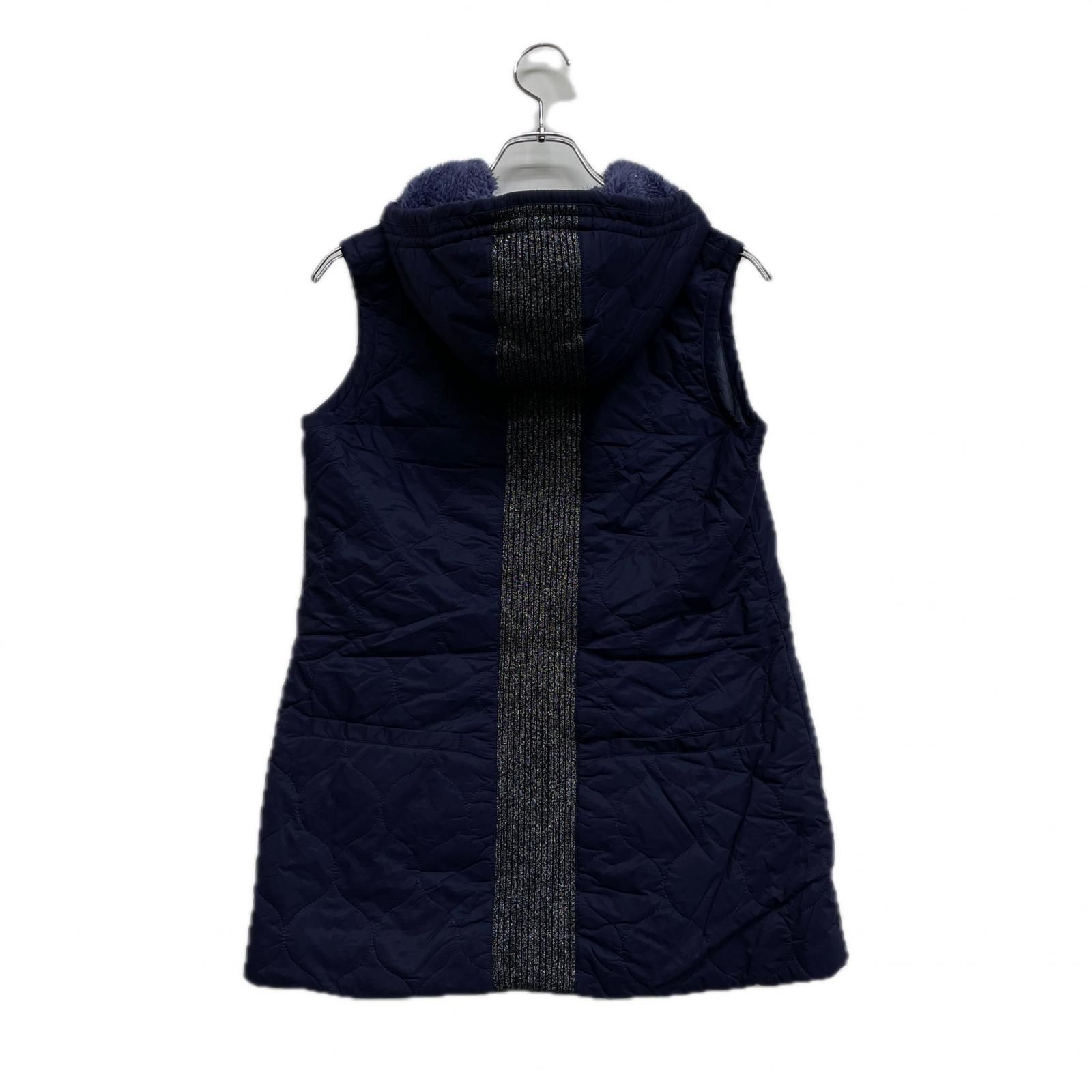レディース ダンスウィズドラゴン DANCE WITH DRAGON ベスト 2 M 紺 ネイビー キルティング 丈長め フード付き 防寒
