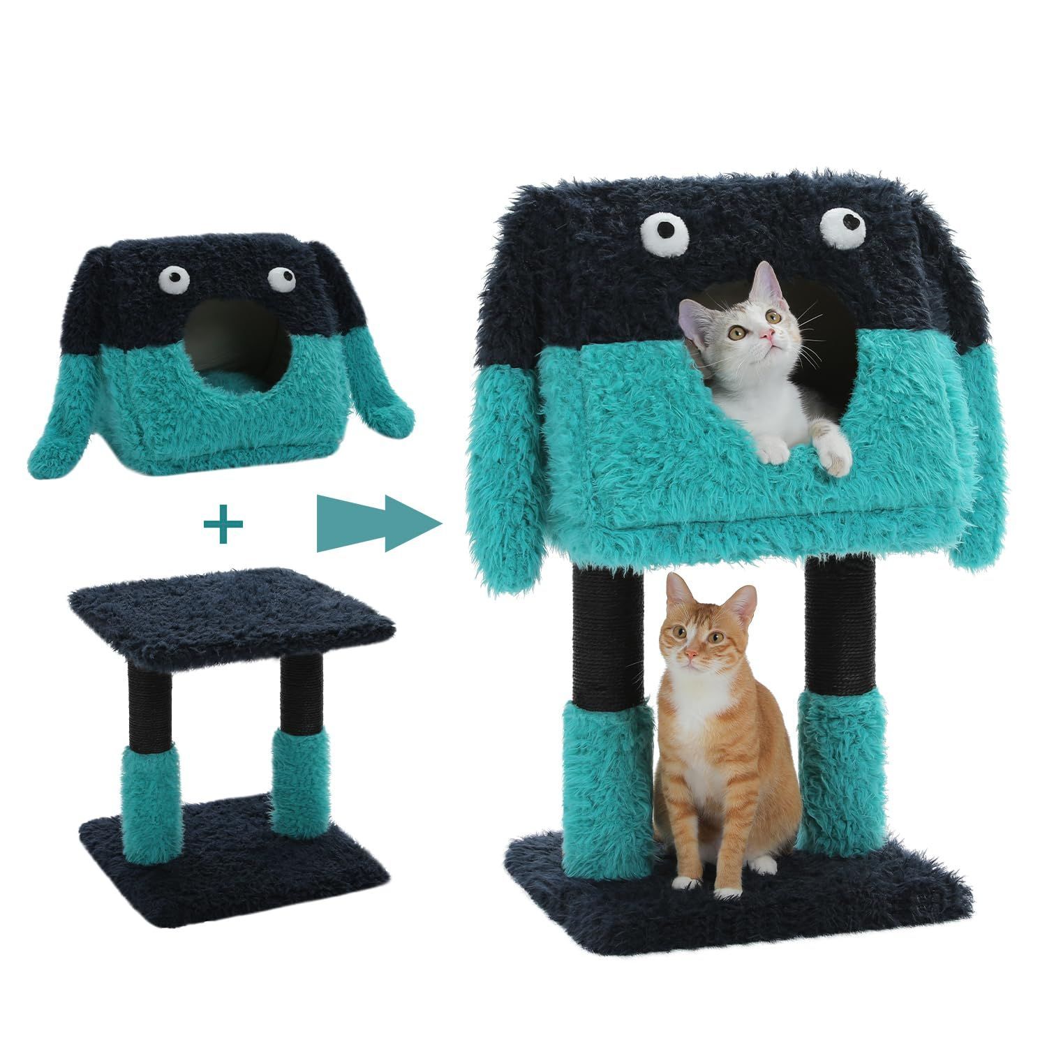 - 安定性 高さ70cm 子猫 省スペース 爪とぎポール 猫の家 麻紐 おもちゃ 玩具 モンスター 据え置き コンパクト ブルー 猫 低い 猫タワー シニア 小型 ミニ キャットタワー Road PAWZ