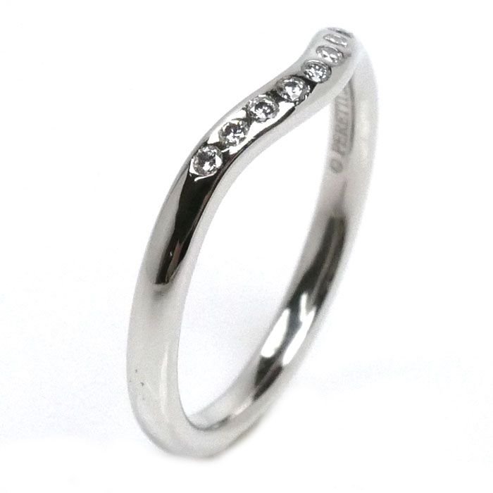 TIFFANY&Co. ティファニー Pt950プラチナ カーブドバンド 9Pダイヤ  