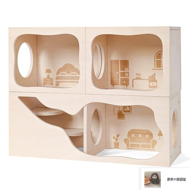 ハムスター　小動物　飼育セット　木製の家　おしゃれ　かわいい Amazon | POPETPOP ハムスター ハウス ハムスターハウス 家 木製