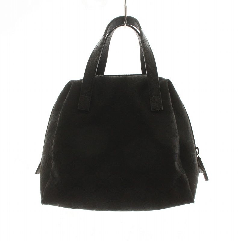 グッチ GUCCI ミニハンドバッグ GG柄 キャンバス レザー ロゴ 黒  