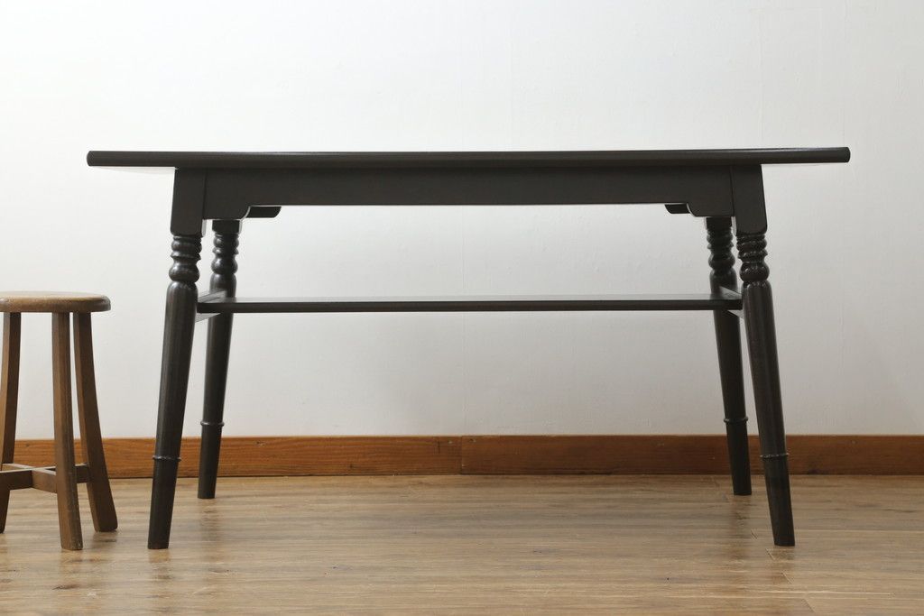 レトロ　アンティーク　ヴィンテージ　古道具　古家具　松本民芸家具　テーブル　机 松本民芸家具 ダイニングテーブル ビンテージ家具 棚付き 食卓 2人掛け