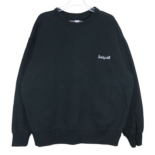 SEQUEL シークエル CREW NECK SWEAT SHIRT クルーネック スウェットシャツ ブラック トップス トレーナー サイズXL aprk