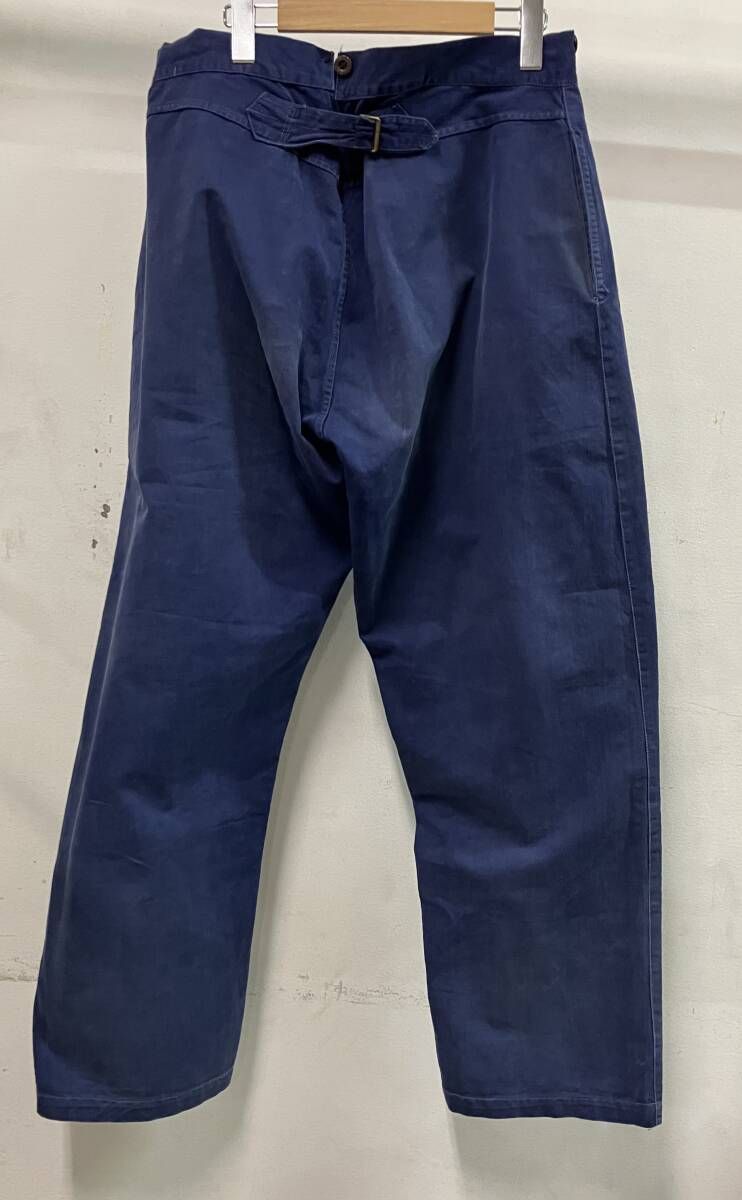PTT ポストマンワークパンツ シンチバック 綿パン サイズ表記なし ボタン外れ有 ブルー