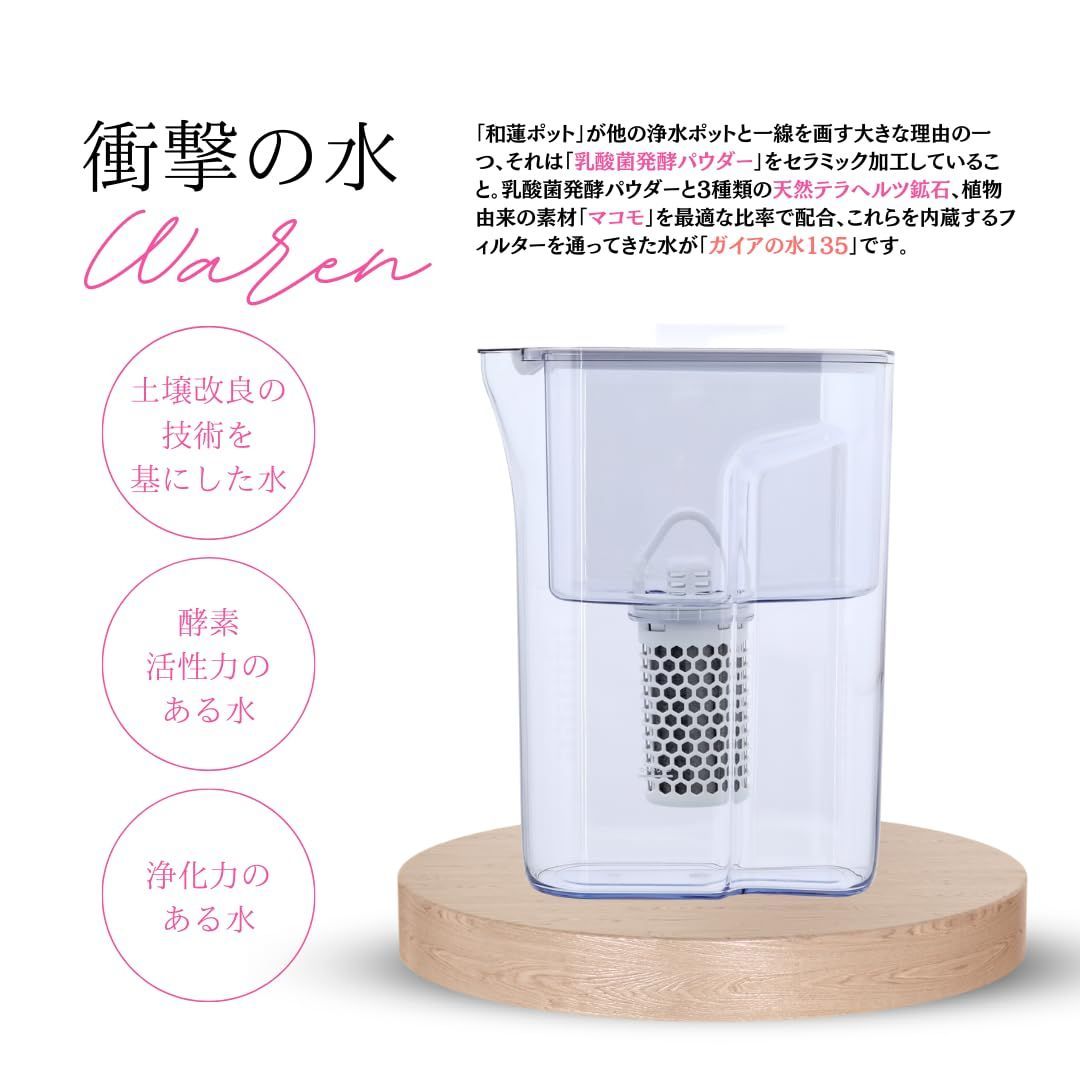 ガイアの水　和蓮ポット　ブルー　カートリッジ付 楽天市場】ガイアの水135 和蓮ポット 1L 交換用カートリッジ