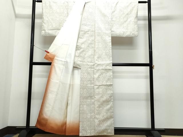 平和屋着物▽男性 お召 単衣 幾何学文様 正絹 逸品 AABB2309fy 平和屋 