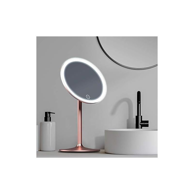 Fancii 化粧鏡 金属メイク卓上鏡 拡大鏡1倍/ 10倍 LEDライト 女優