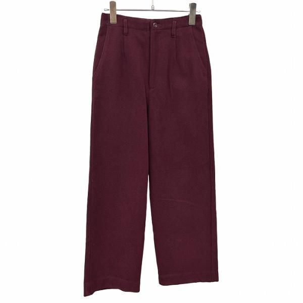 古着 ナノユニバース nano universe 微起毛 ワイドパンツ 裏地付き 無地 1ダーツ ポリ×レーヨン 36 ワインレッド 赤紫系 レディース