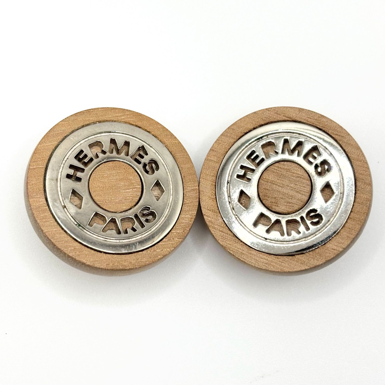 エルメス HERMES イヤリング セリエ ラージ ウッド シルバー ロゴ ブラウン シルバー レディース SIROKUMA-CORPORATION_COM