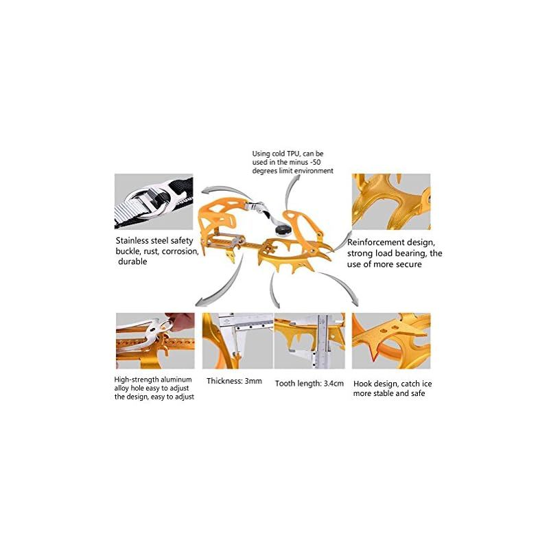 BRS アルミニウム合金 超軽量 14歯雪山アイゼン 氷氷グリッパー アイゼンクライミング ゴールデンー G en Blue