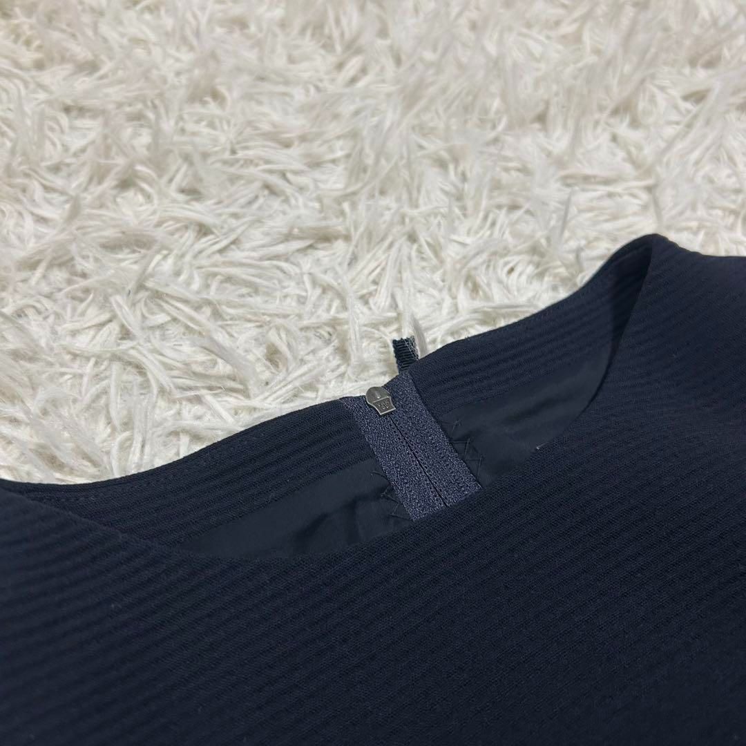 大きいサイズ フォクシー 42 ウール 長袖 ロングワンピース Aライン 紺