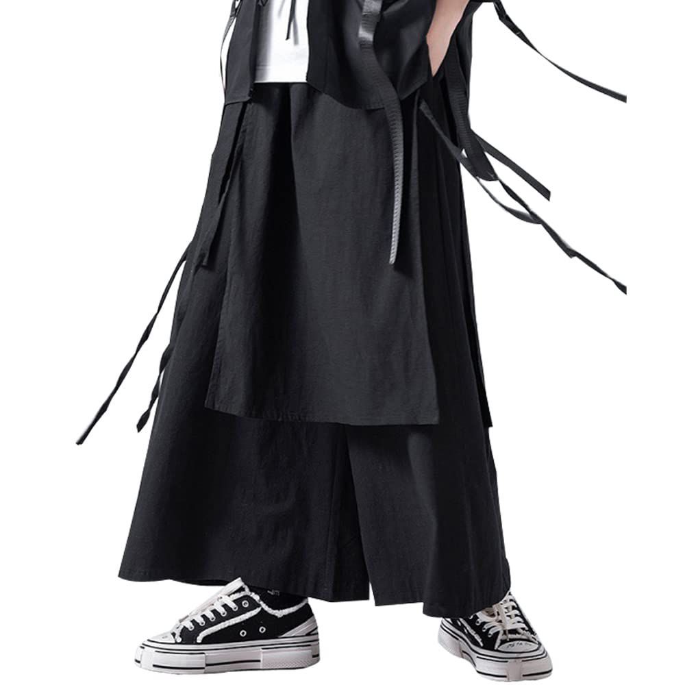 Yalaso] サルエルパンツ ワイドパンツ 変形 袴パンツ ズボン 和柄 タイ