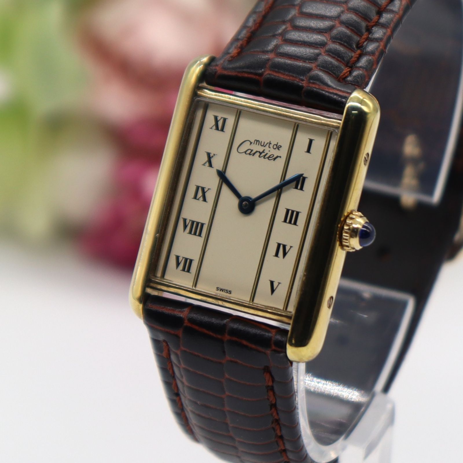 カルティエ マストタンク LM 590005 SV925 アイボリー カルティエ マストタンク LM 590005 クォーツ SV925 革 純正D