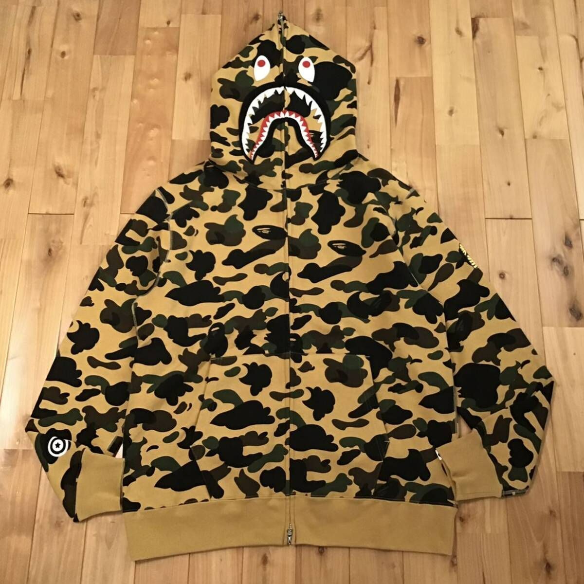 新品 2XL 1st camo yellow シャーク パーカー shark full zip hoodie a bathing ape BAPE エイプ ベイプ アベイシングエイプ XXL