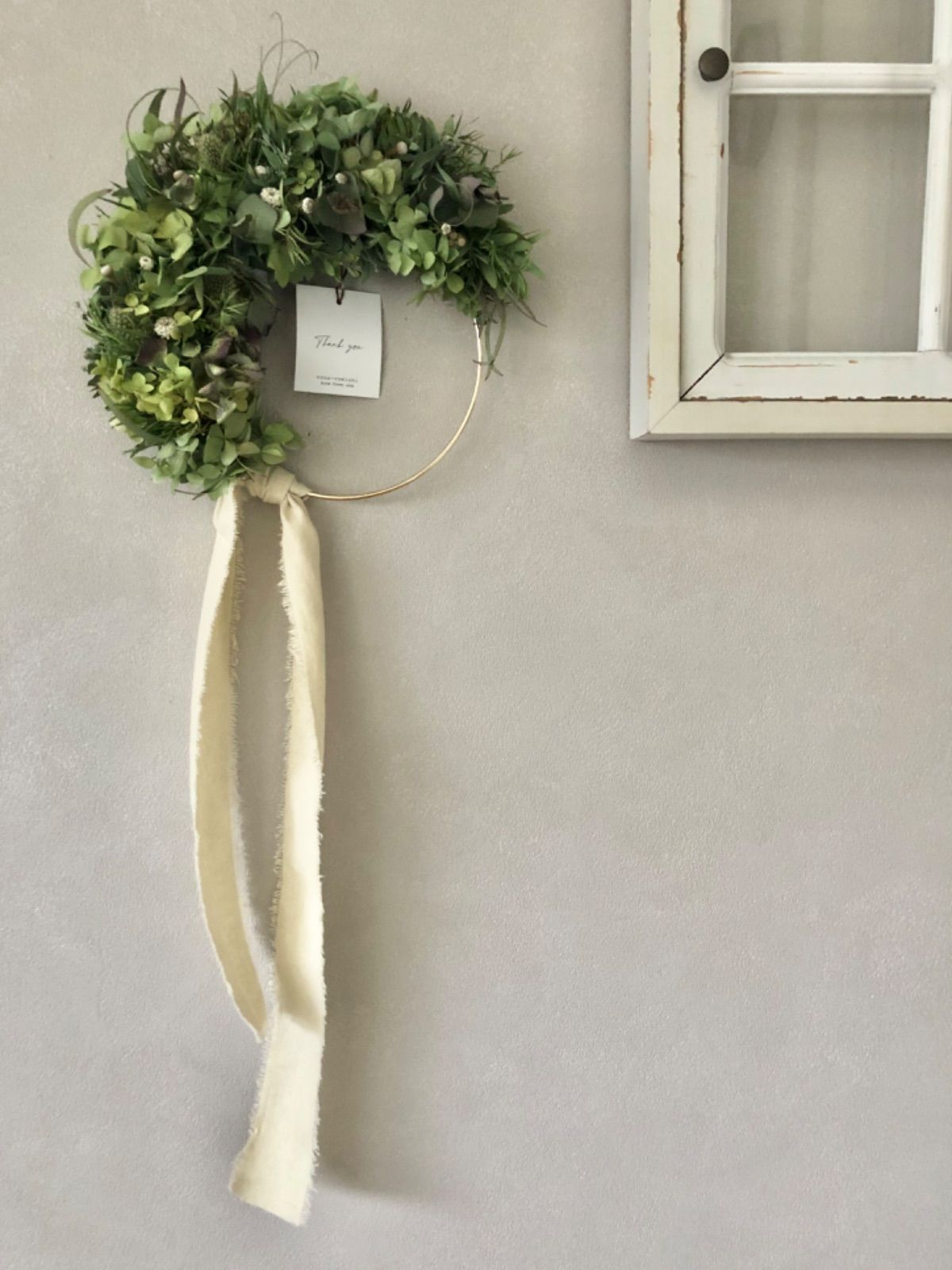 to early summer ブルーブッシュとアジサイのリース 22〜59cm