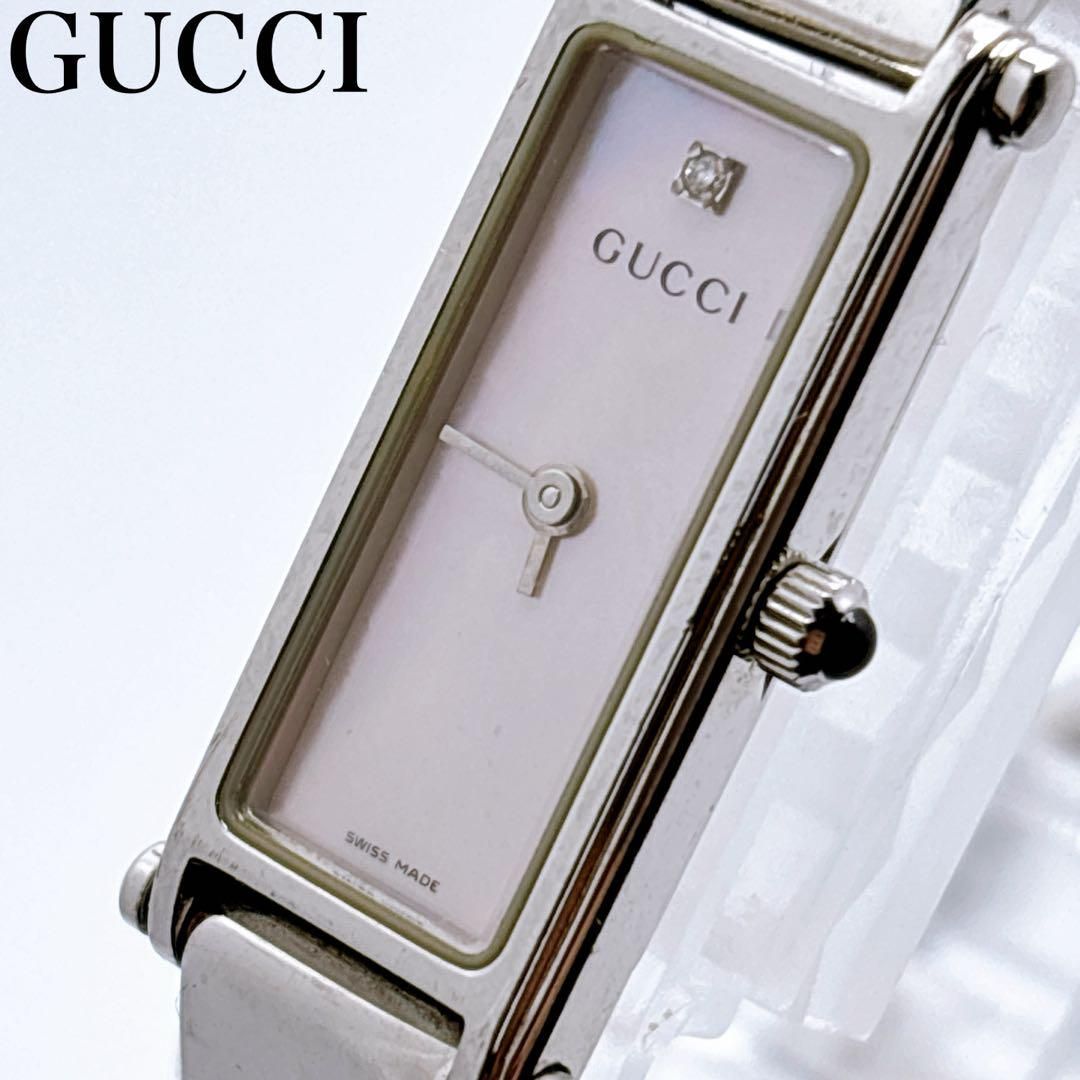 346 GUCCI グッチ 1500L シェル 1Pダイヤ クォーツ 腕時計