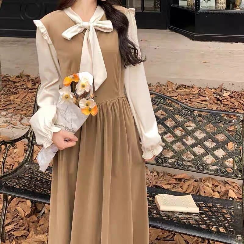新品】フレンチレトロ♡ビロードシフォンワンピース レディース