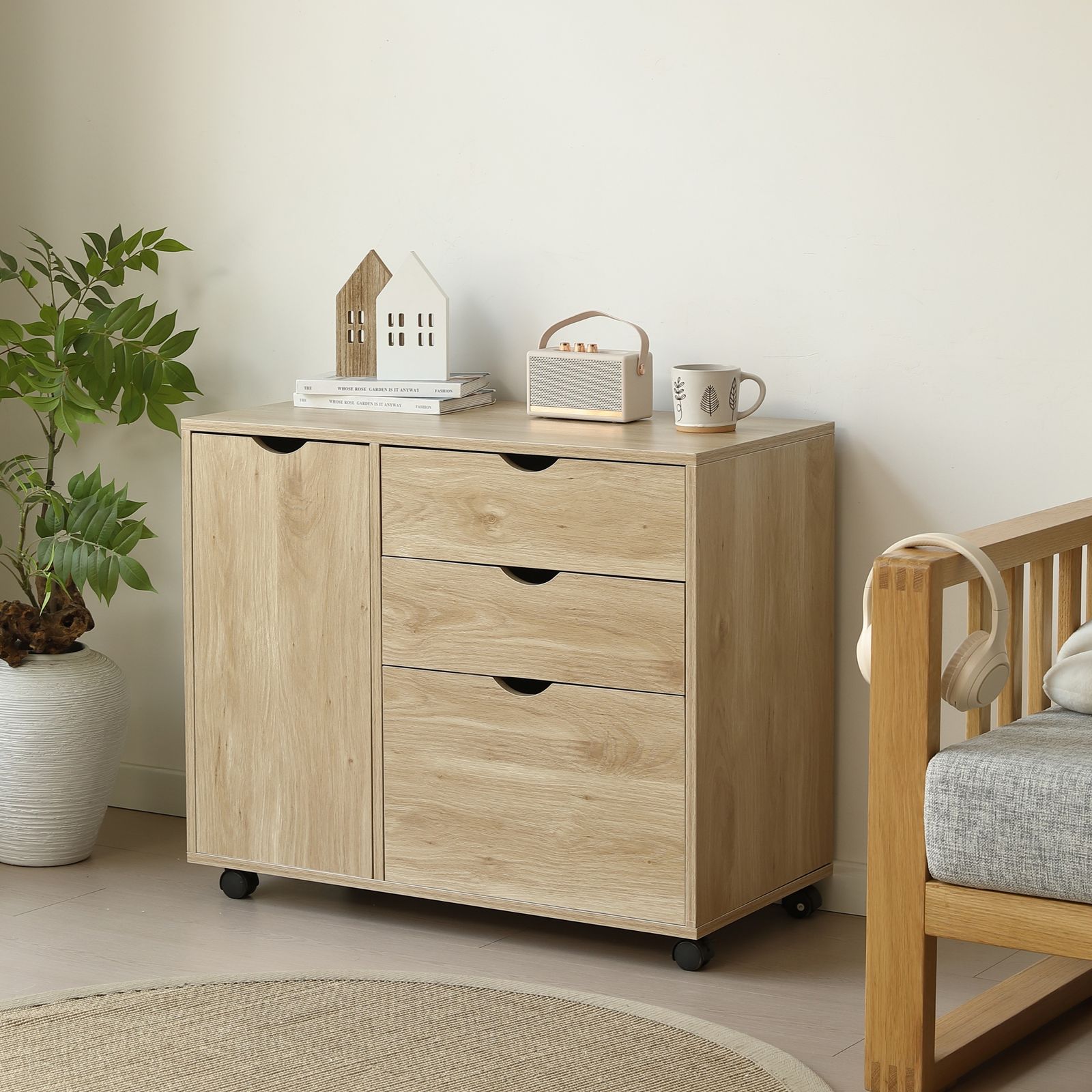 キャビネット幅80 北欧 サイドボード チェスト キャスター付き 引き出し 3段 キャビネット幅80 北欧 サイドボード チェスト キャスター付き